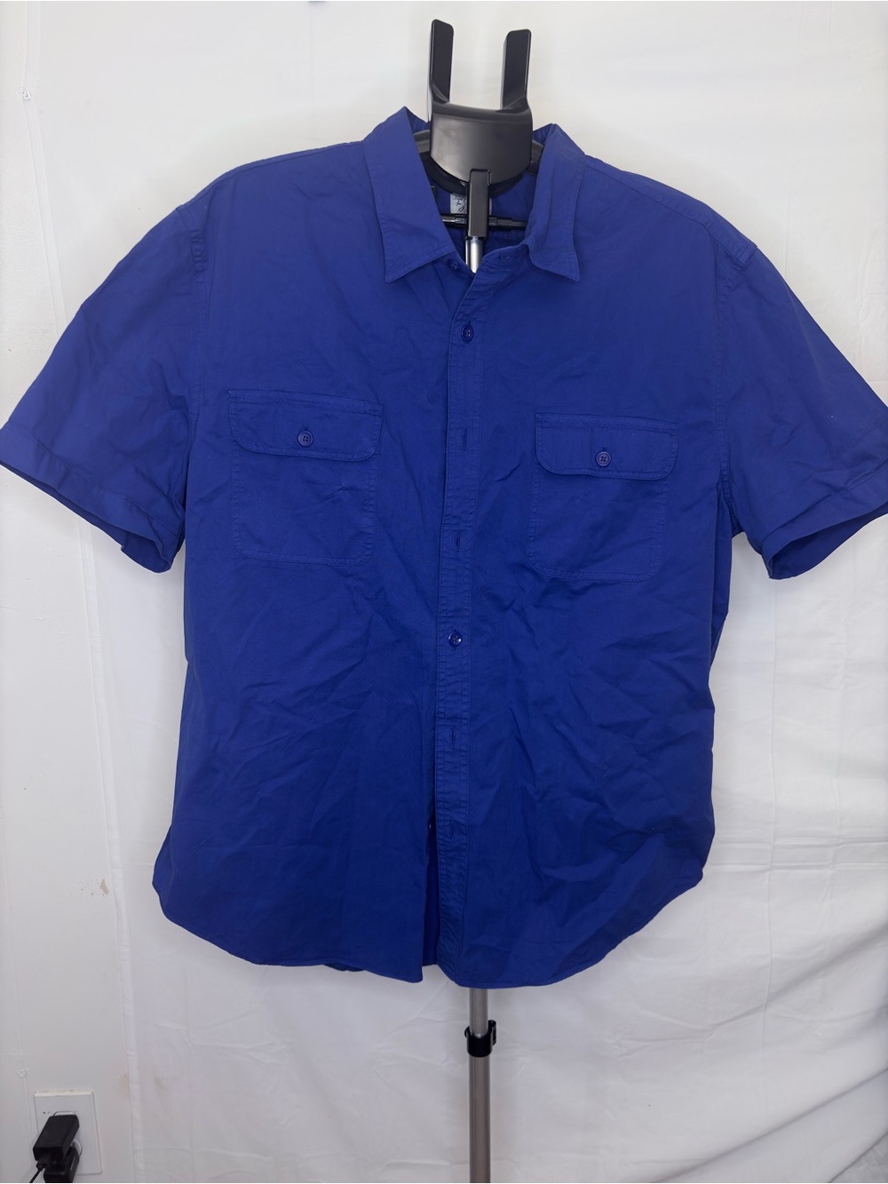 J. Crew Men's Button-Down Short Sleeve Shirt in Royal Blue